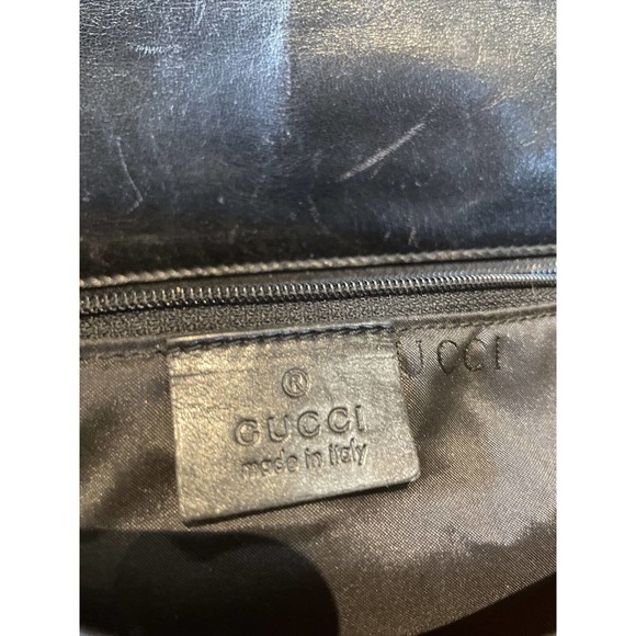 Gucci vintage black leather Shoulder Handbag inside zip pocket 0013347002058 - Picture 8 of 12